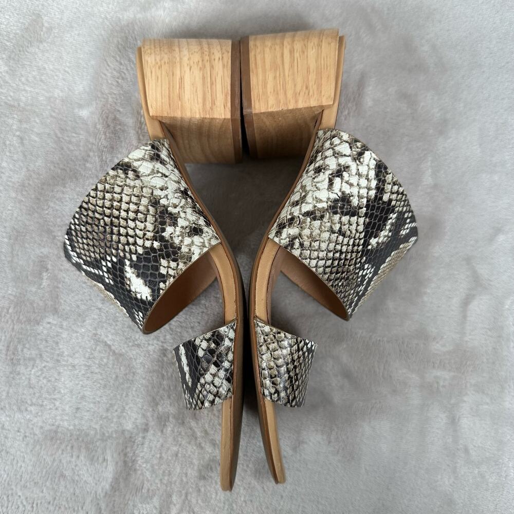 Madewell Shoes Womens 9 Kiera Mule Sandal Snake Embossed Leather Chunky Heel - Picture 4 of 11